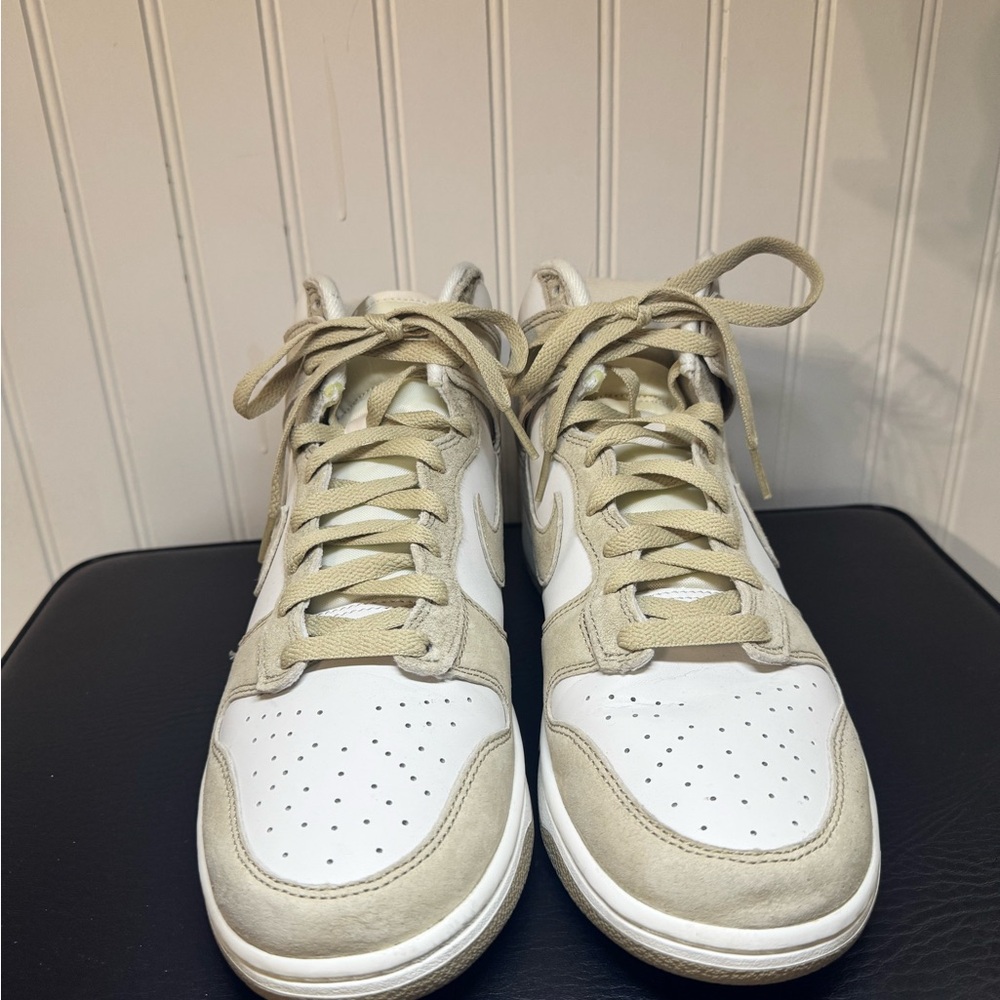 Nike Dunk White and Tan High-Top Sneakers